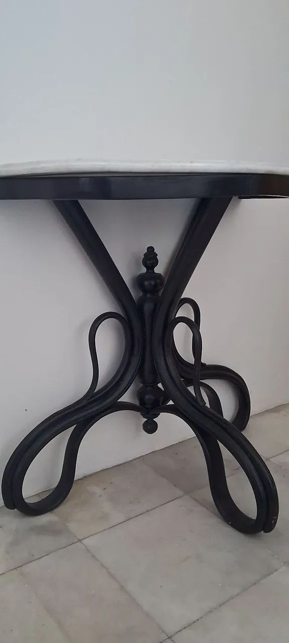 Aparador Meia Lua Mármore + Base Madeira Curva - Console de Entrada - Foto 4