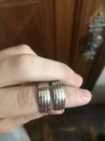 Aliança de prata com fios de ouro - Foto 5