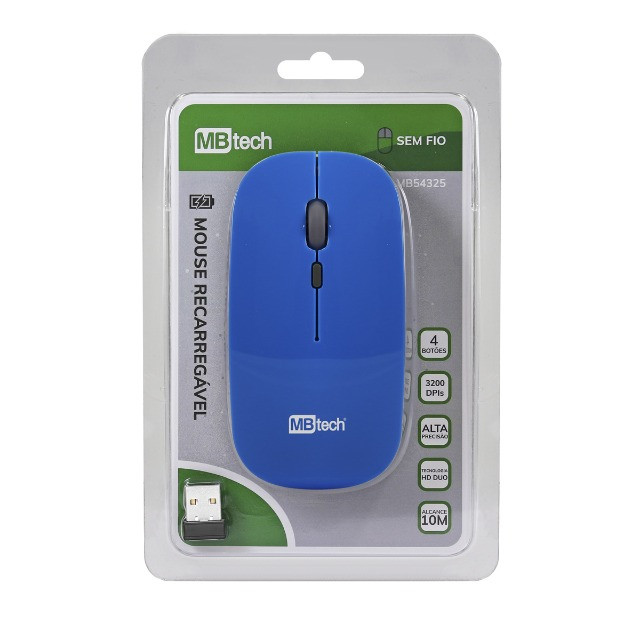 Mouse Optico Sem Fio Recarregavel 3200dpis MbTech - Foto 4