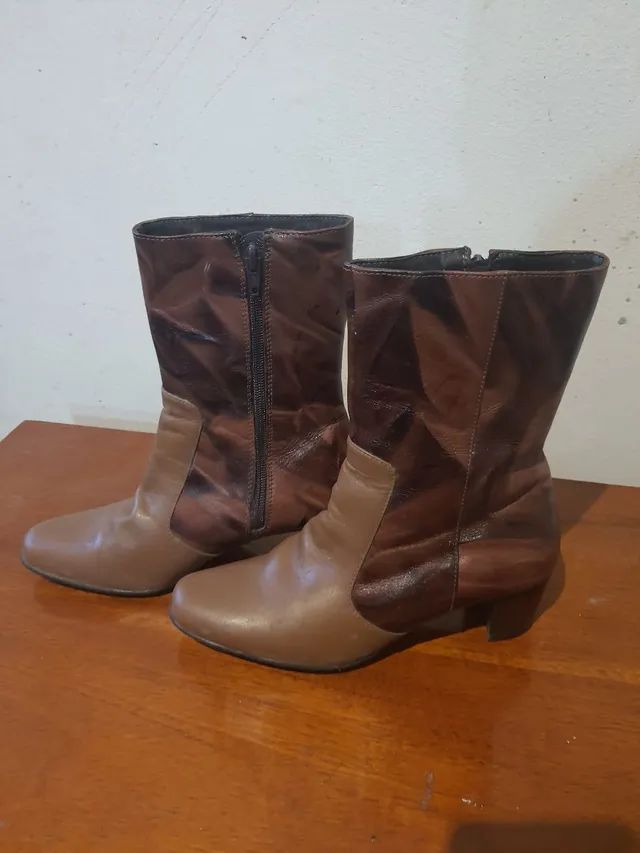 Bota em couro patchwork num.36