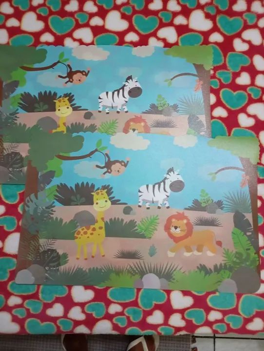 Jogo americano Infantil de Animais da Selva 2 peças 