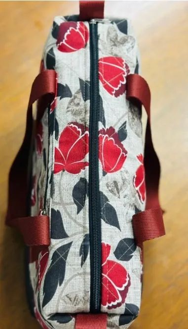 Bolsa Grande de Ombro Floral Bordô - Foto 2