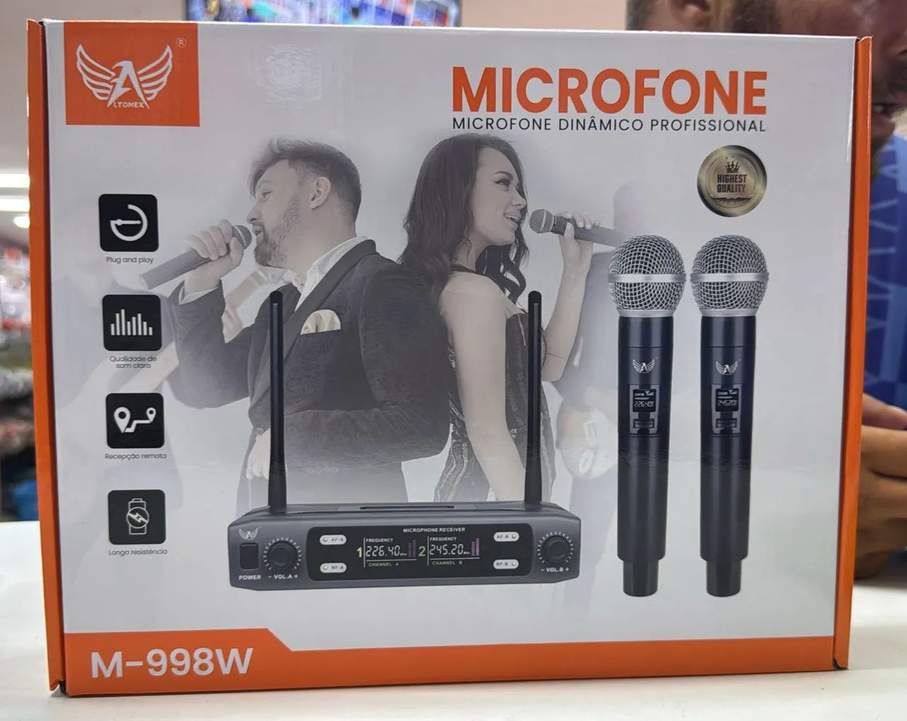 Microfone Sem Fio Profissional M-998W - Alta Qualidade