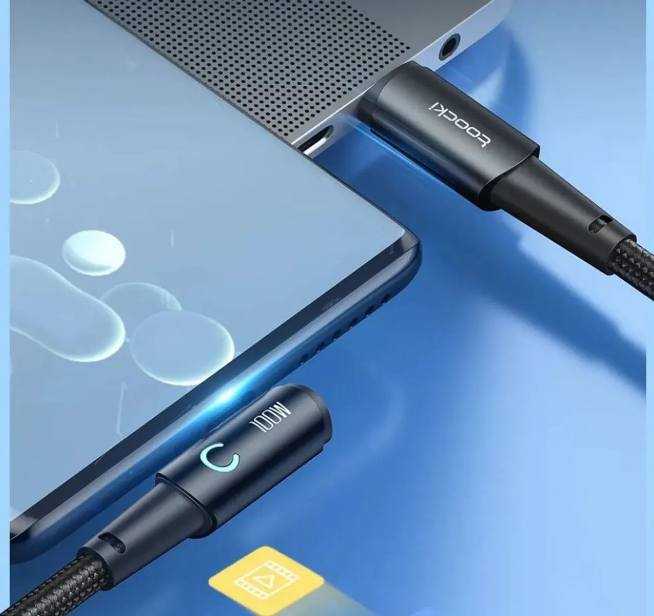 Cabo Turbo Power 60w Toocki 90° 1 metro Tipo C x Tipo C Led Apple Android - Foto 3