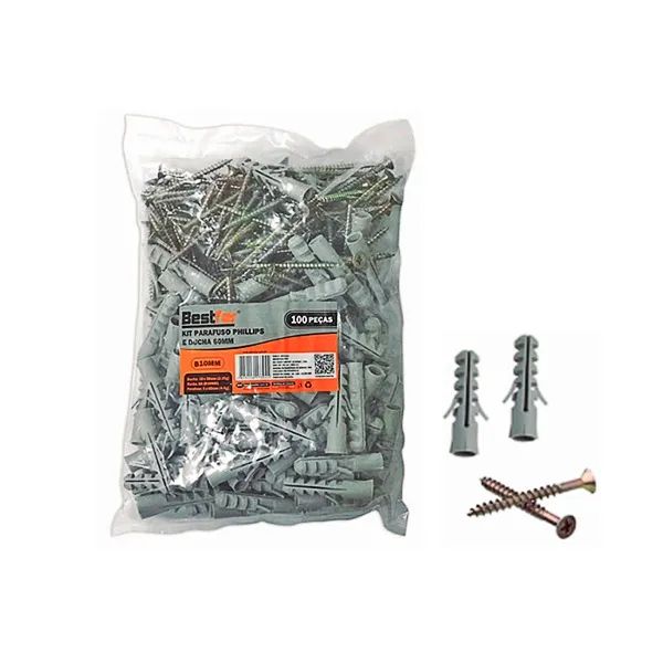 Parafuso Phillips E Bucha Nylon 60mm/10 Kit 100pçs Bfh1831