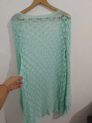 Casaco de tricô verde claro  - Foto 4