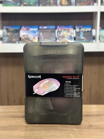 Mouse Gamer Reaping Elite RGB Redragon Rosa com Branco Novo