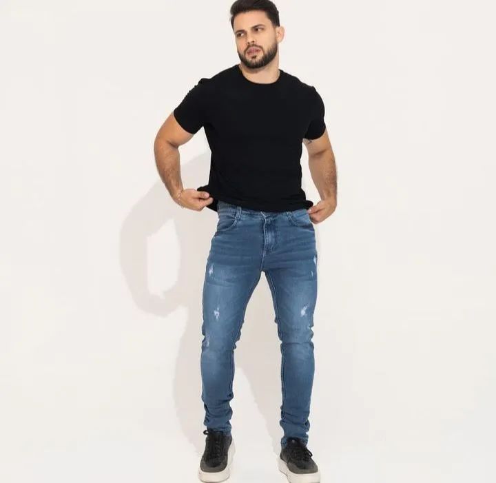 Calça masculina jeans com lycra 