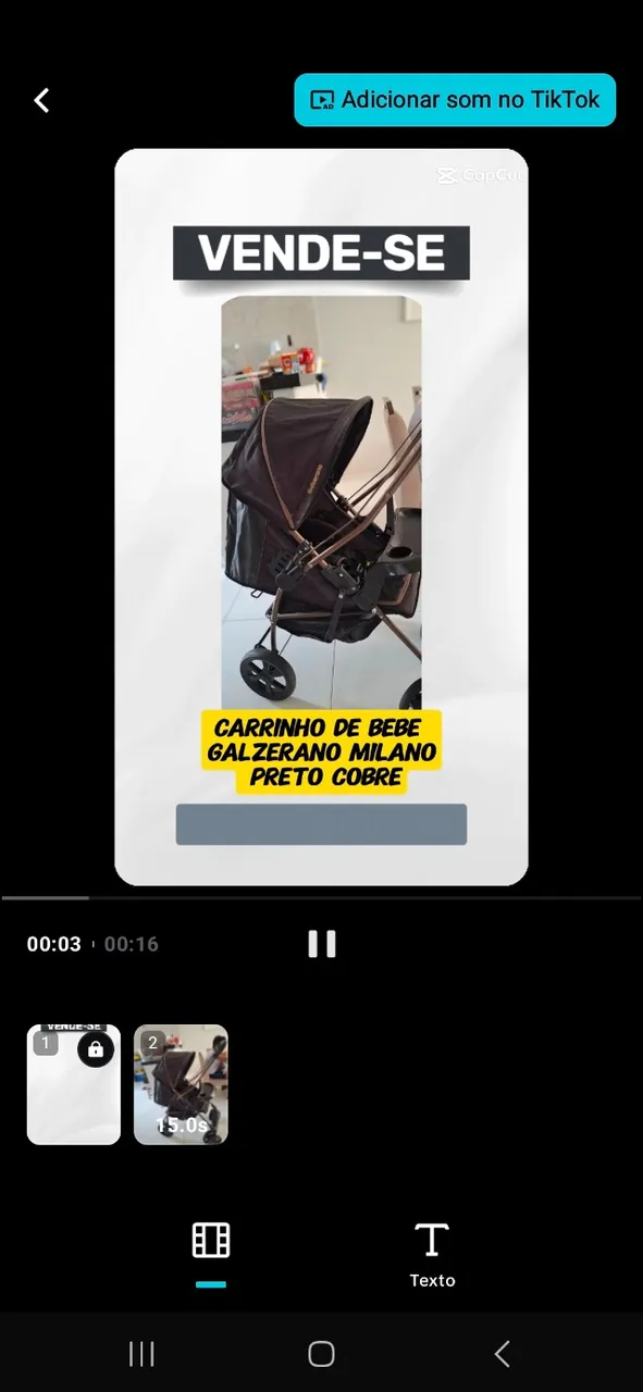 Carrinho de Bebe Galzerano Milano Preto Cobre