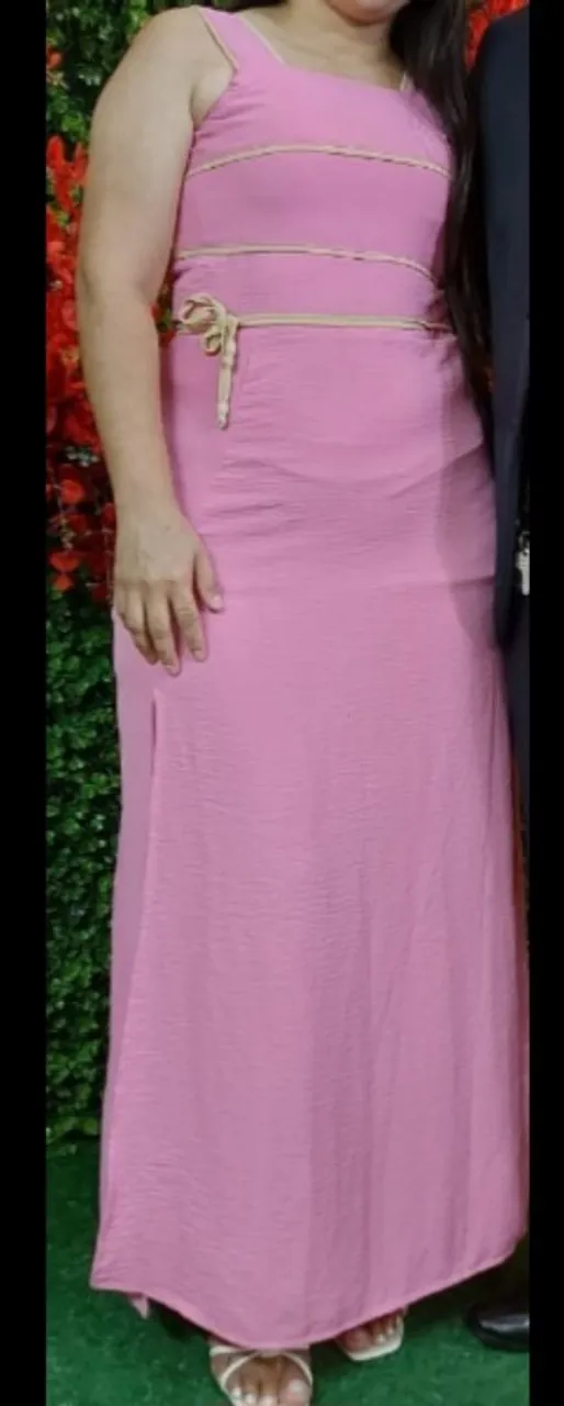 Vestido longo rosa elegante