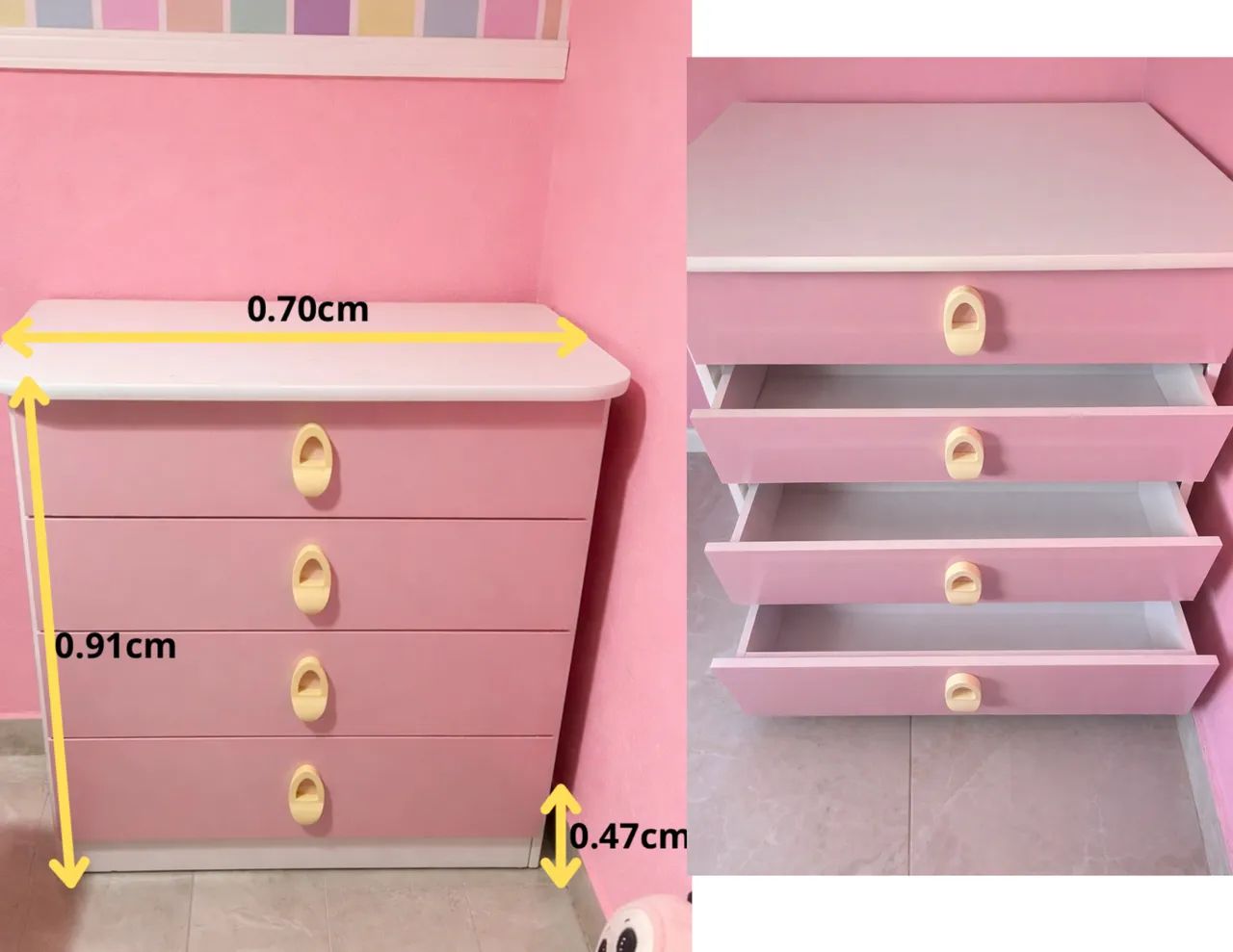 Kit quarto infantil COMPLETO (guarda-roupa, cômoda, Recamier, cortina, cama e colchão) - Foto 3