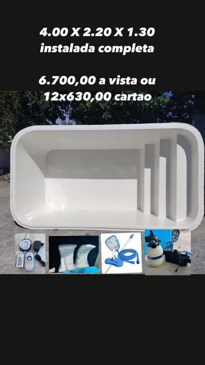 Piscina 4x2.20x1.30 completa