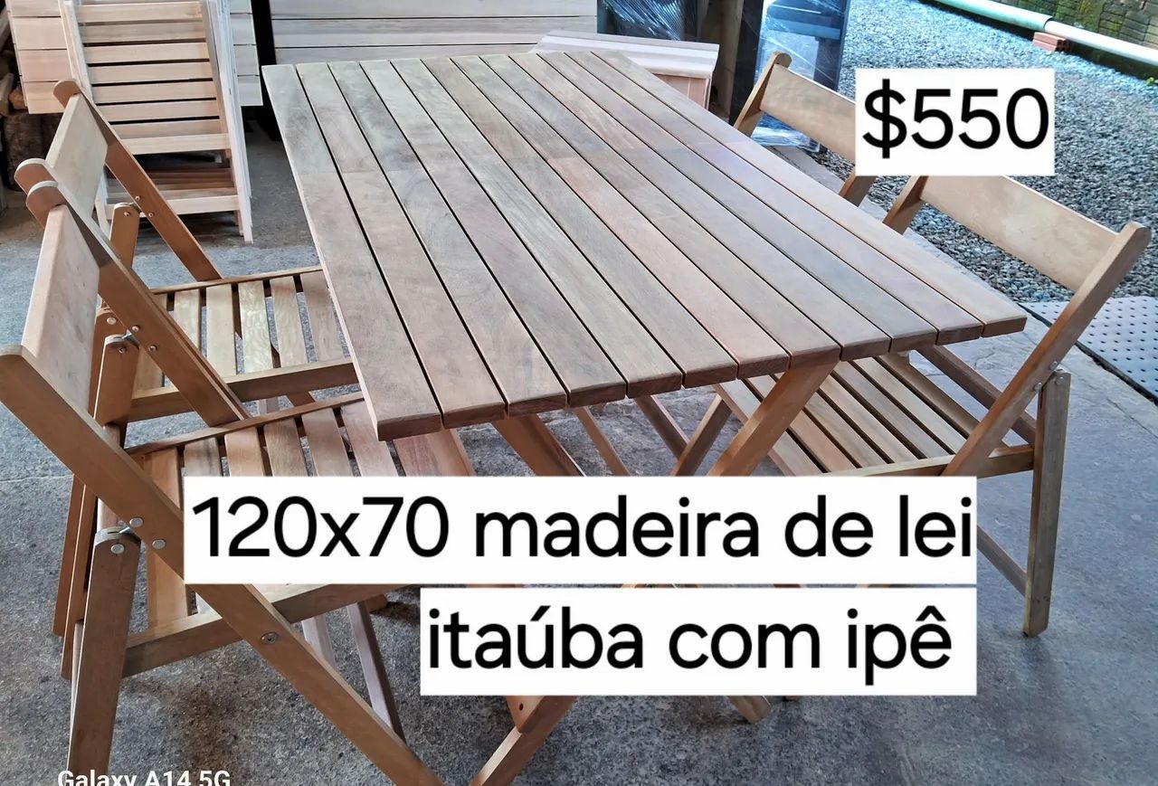 Mesas e cadeiras dobráveis direto de fábrica 