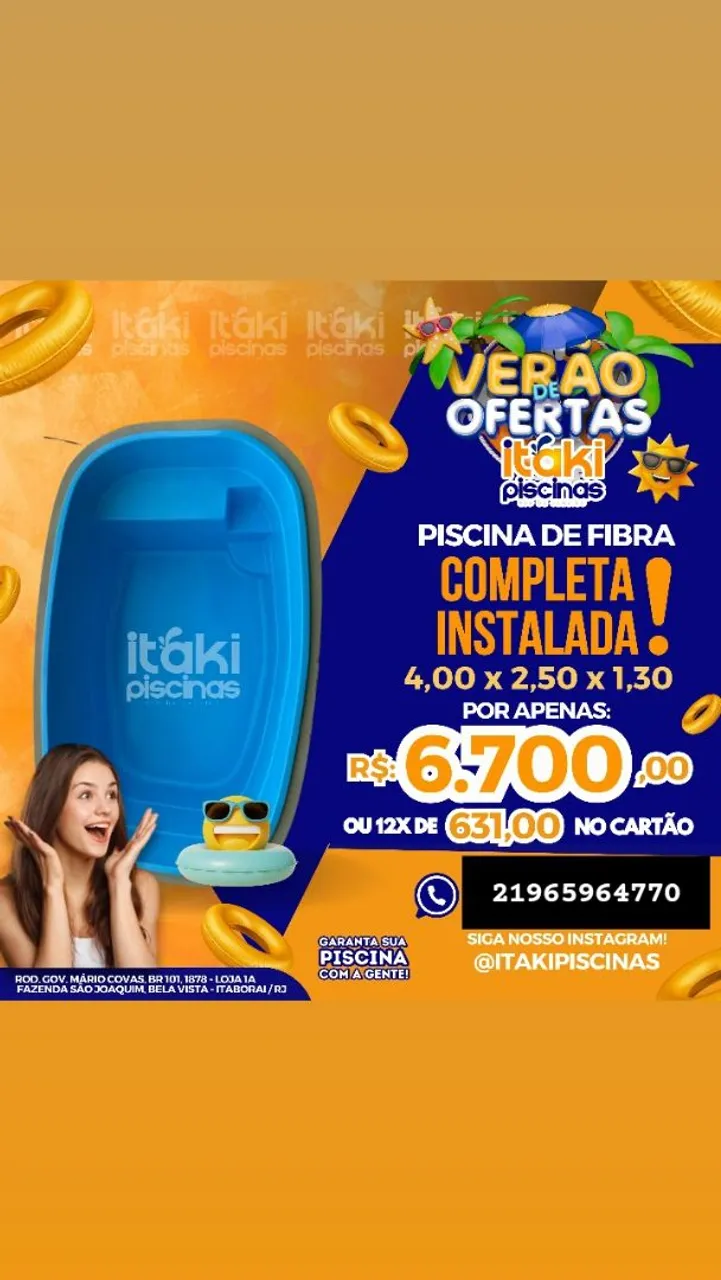 Piscina de fibra completa instalada - 4,00 x 2,50 x 1,30