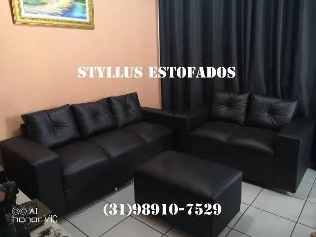 Conjunto de Sofás de Couro - 3 Lugares e 2 Lugares - Foto 4