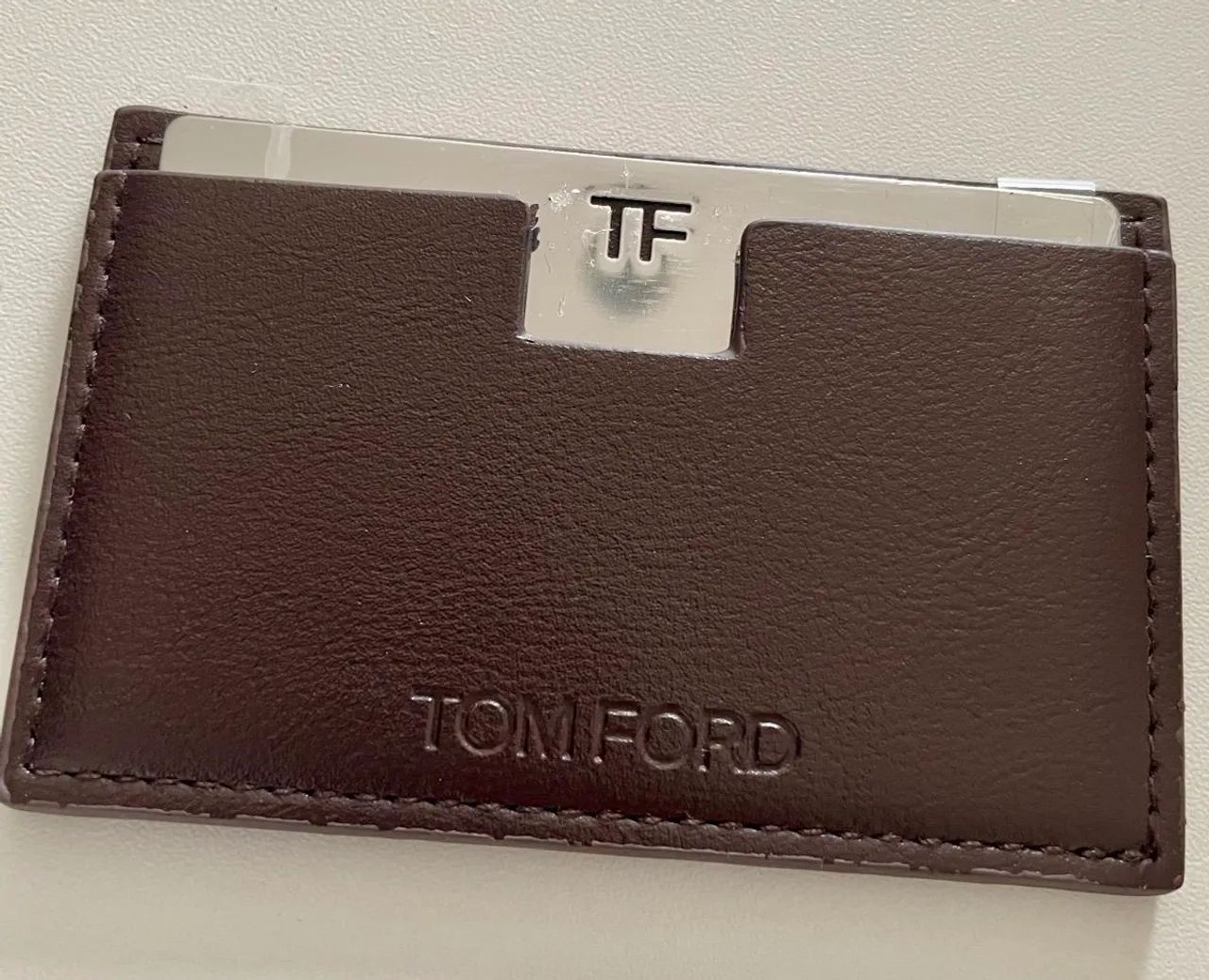 Porta Cartão Original Tom Ford Couro Marrom