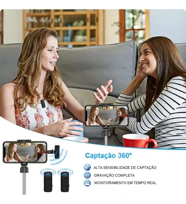 Microfone Lapela Sem Fio com Case - Foto 4