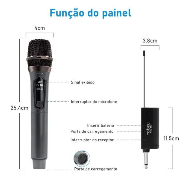 2 Microfones Sem fio Excelente qualidade Perfeito pra Palestra Karaokê +10h de uso - Foto 6