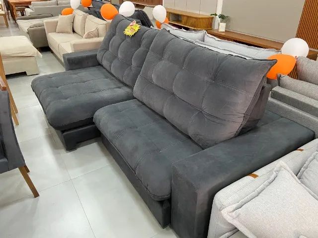 Sofá Retrátil 2,90m Cinza Chumbo com Molas Ensacadas - Conforto Máximo!  - Foto 2