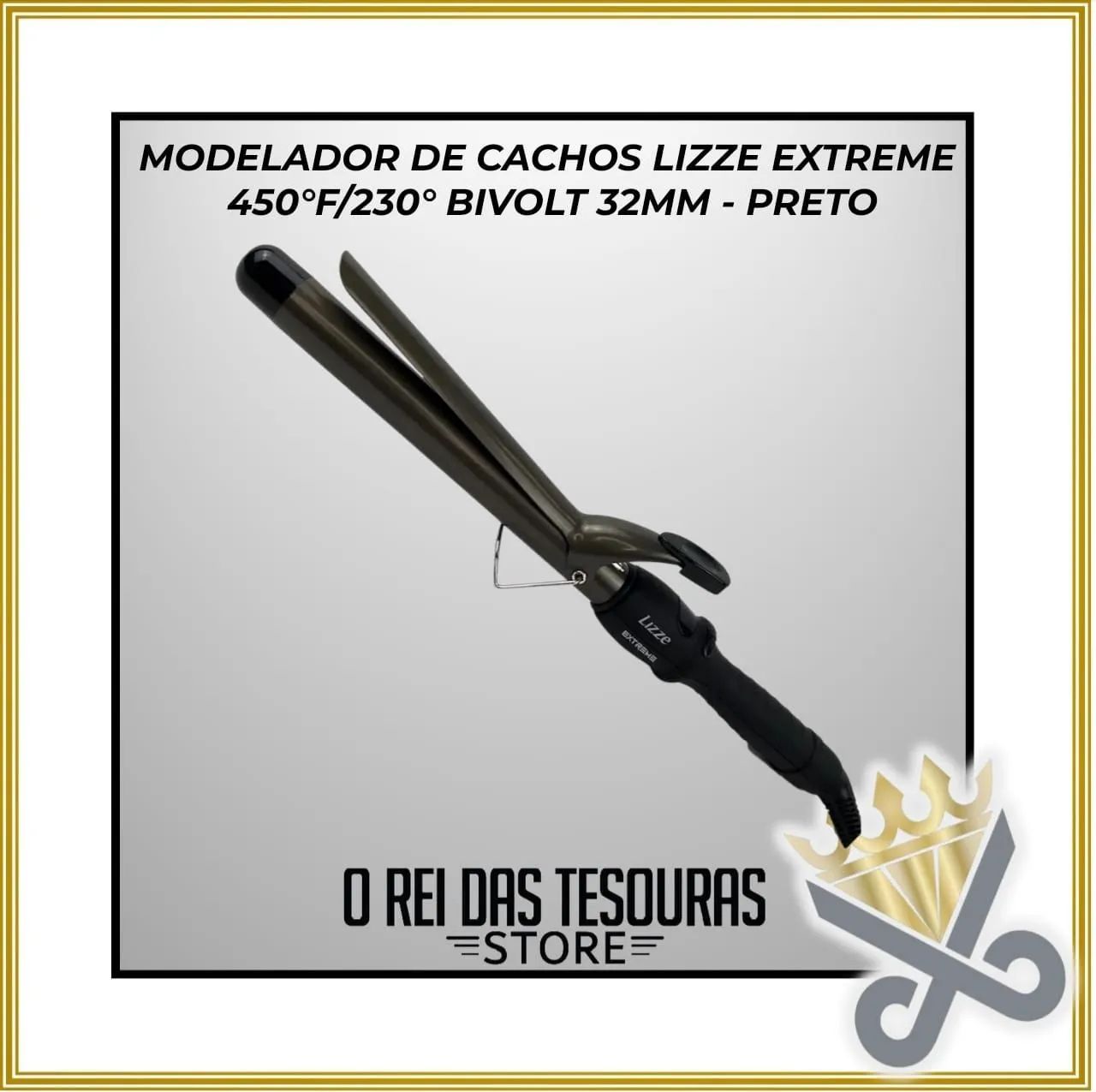 MODELADOR DE CACHOS LIZZE EXTREME 450°F/230° BIVOLT 32MM - PRETO