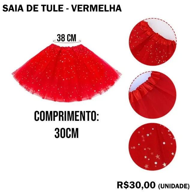 Saia de Tule Vermelha Adulto
