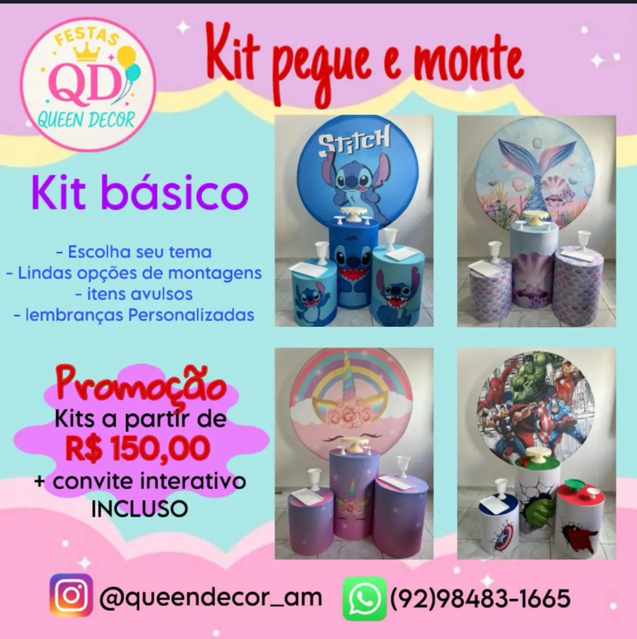 Kit Festa Infantil Pegue e Monte + Convite Interativo