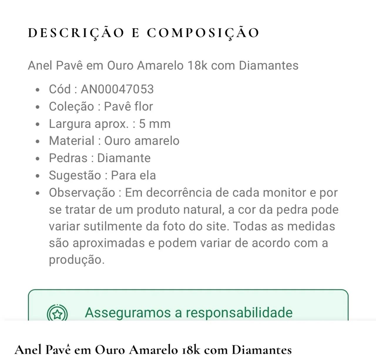 Anel Vivara - Ouro Amarelo 18k com Diamantes - aro 16 - Foto 2