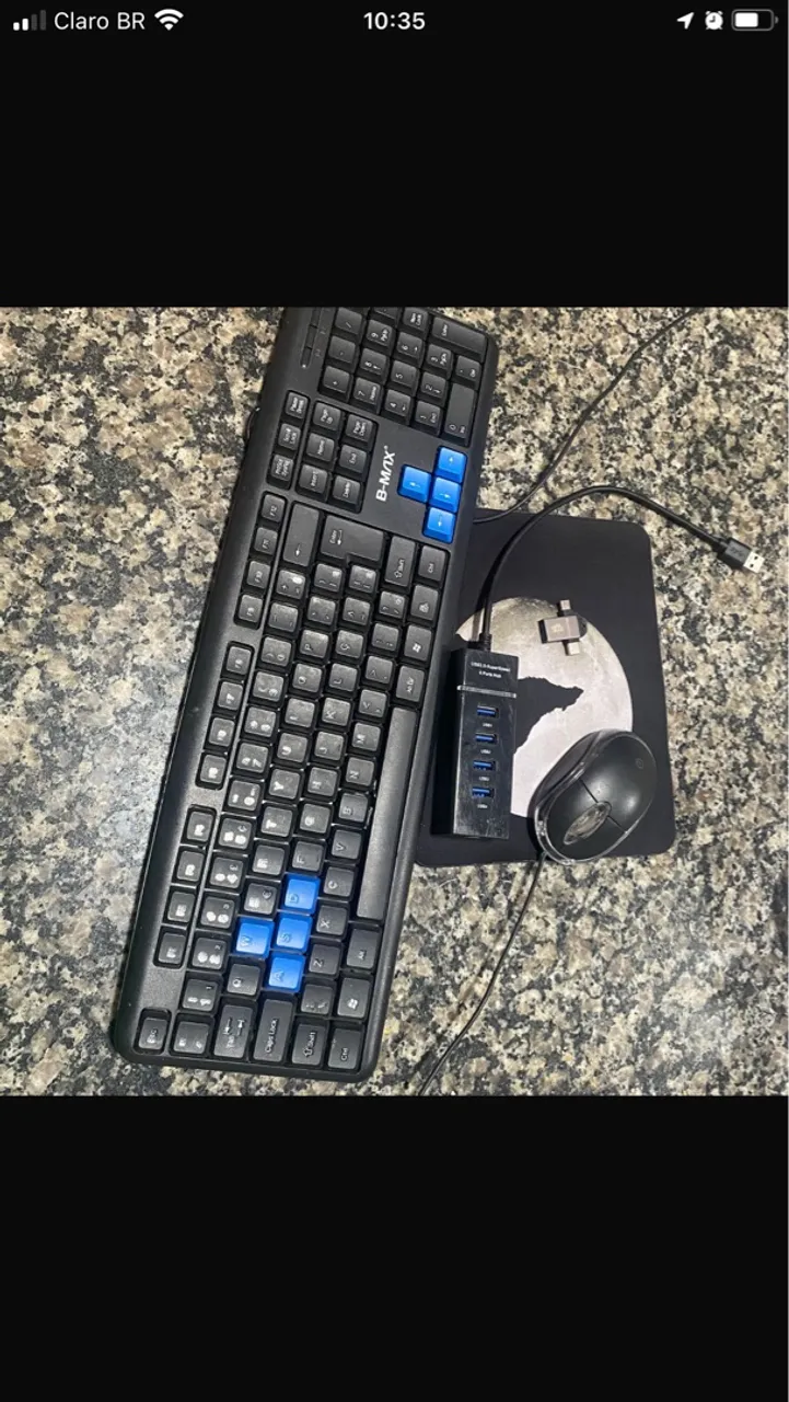 Kit Teclado, Mouse, Hub USB e Mousepad Gamer