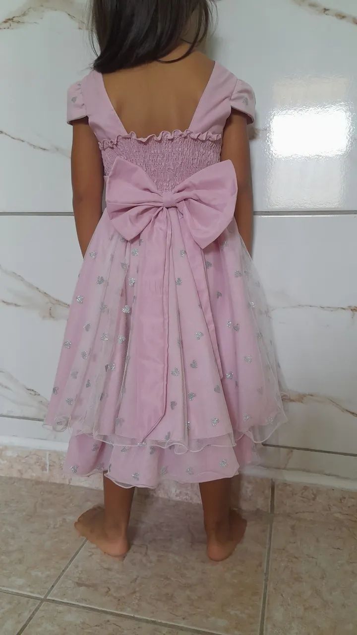 Vestido Infantil Rosa  Damas Festas - Foto 4