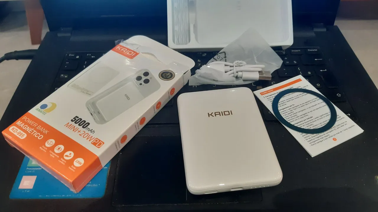 Power Bank Magnético 5000mAh Mini + 20WPD, carregador portátil indução