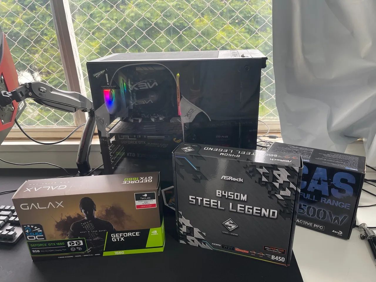 PC Gamer Ryzen 5, Monitor 240Hz, Teclado Razer, Mouse, Mousepad, Suporte