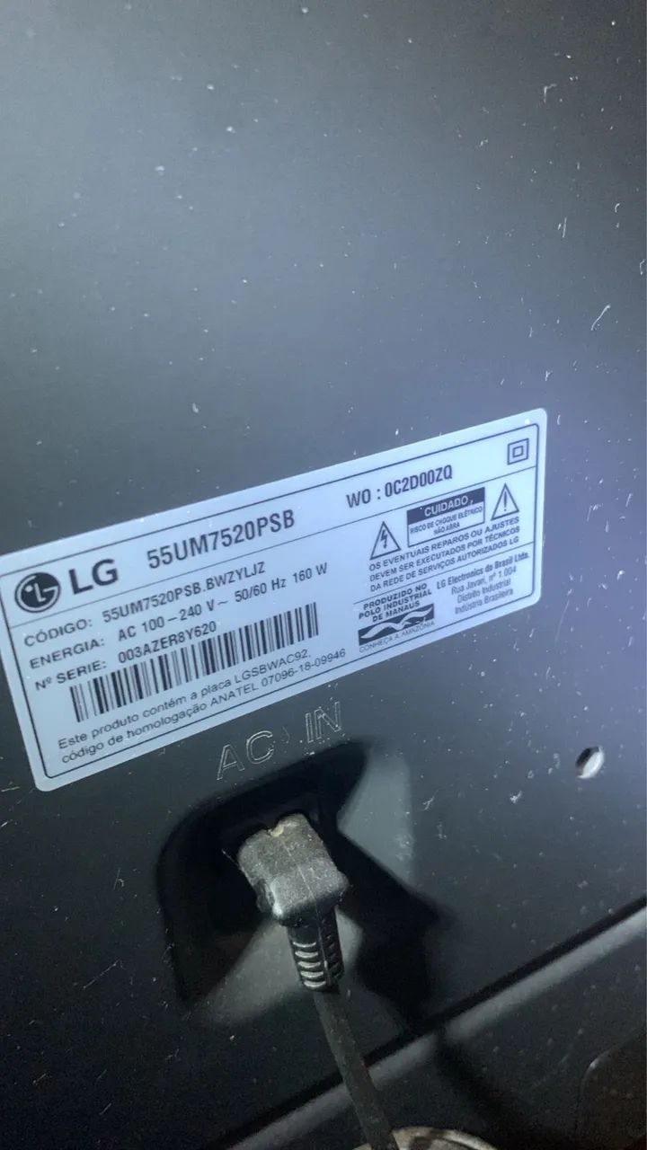 Vendo TV LG 55 polegadas pra aproveitar peças 