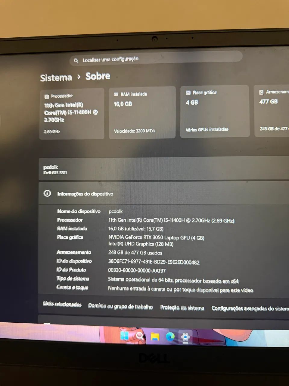 Notebook gamer Dell G15 5511 - Foto 3