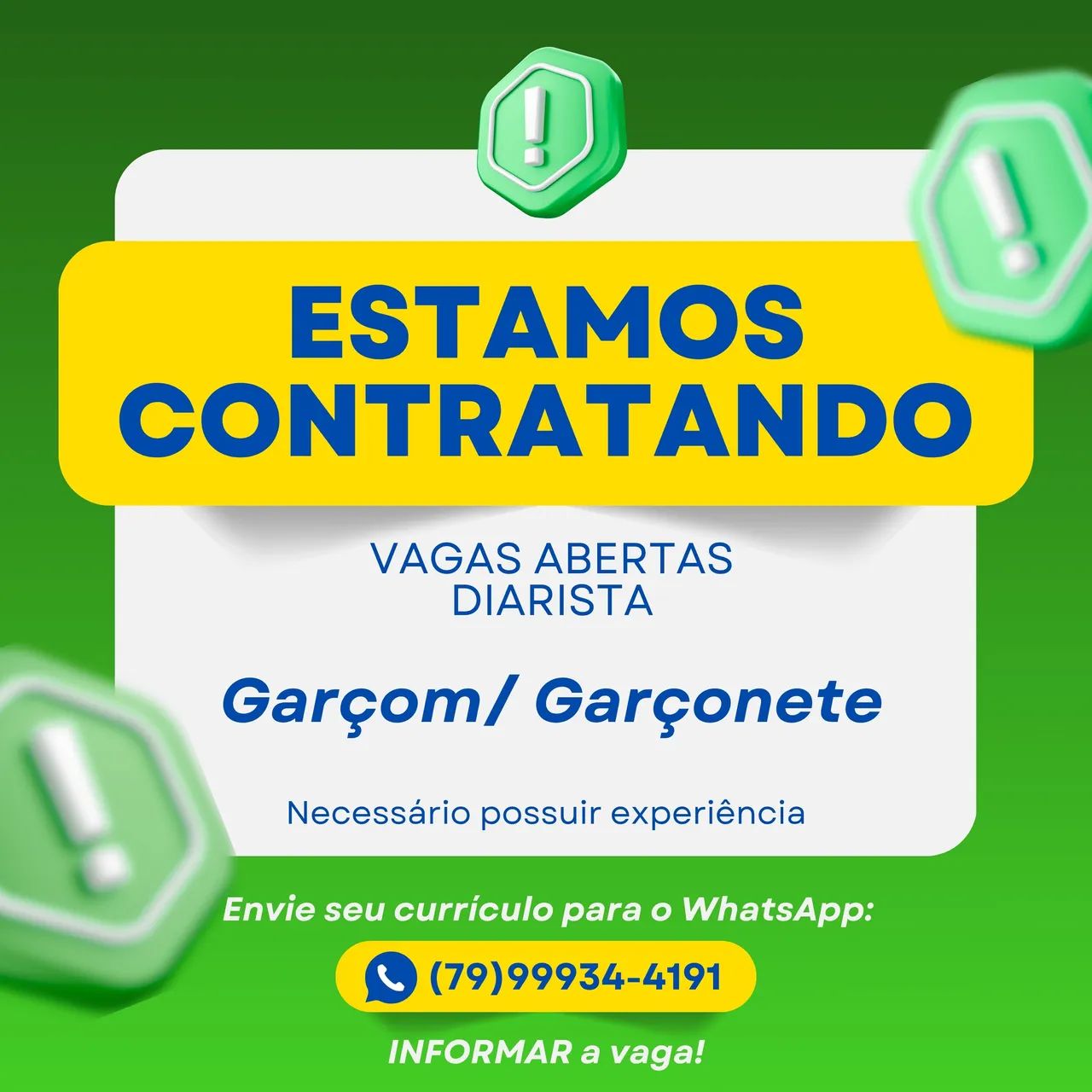 Vaga para diarista
