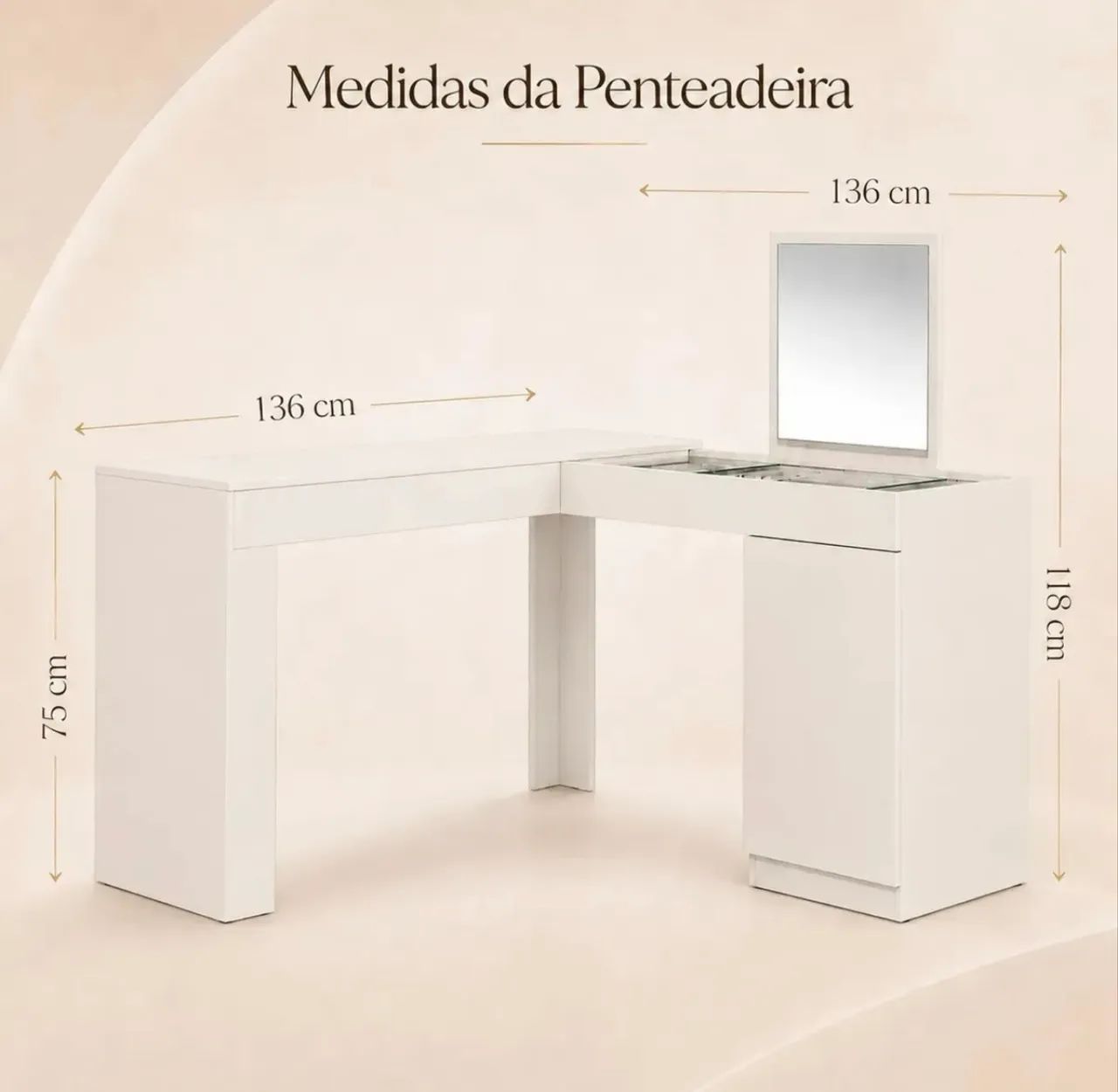 Penteadeira + escrivaninha para quarto moderna  - Foto 4
