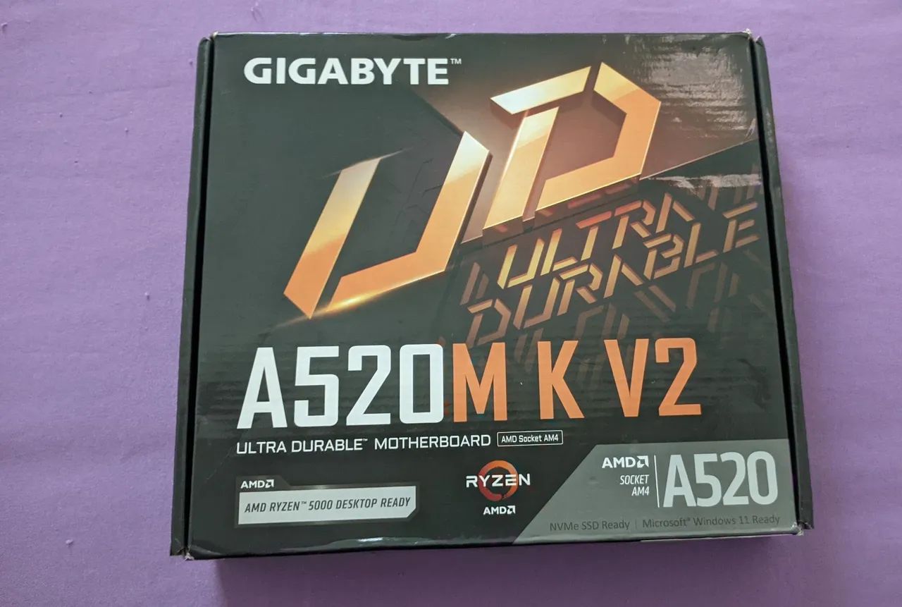 PLACA MÃE GIGABYTE A520M K V2 AM4 - NOVA NA CAIXA