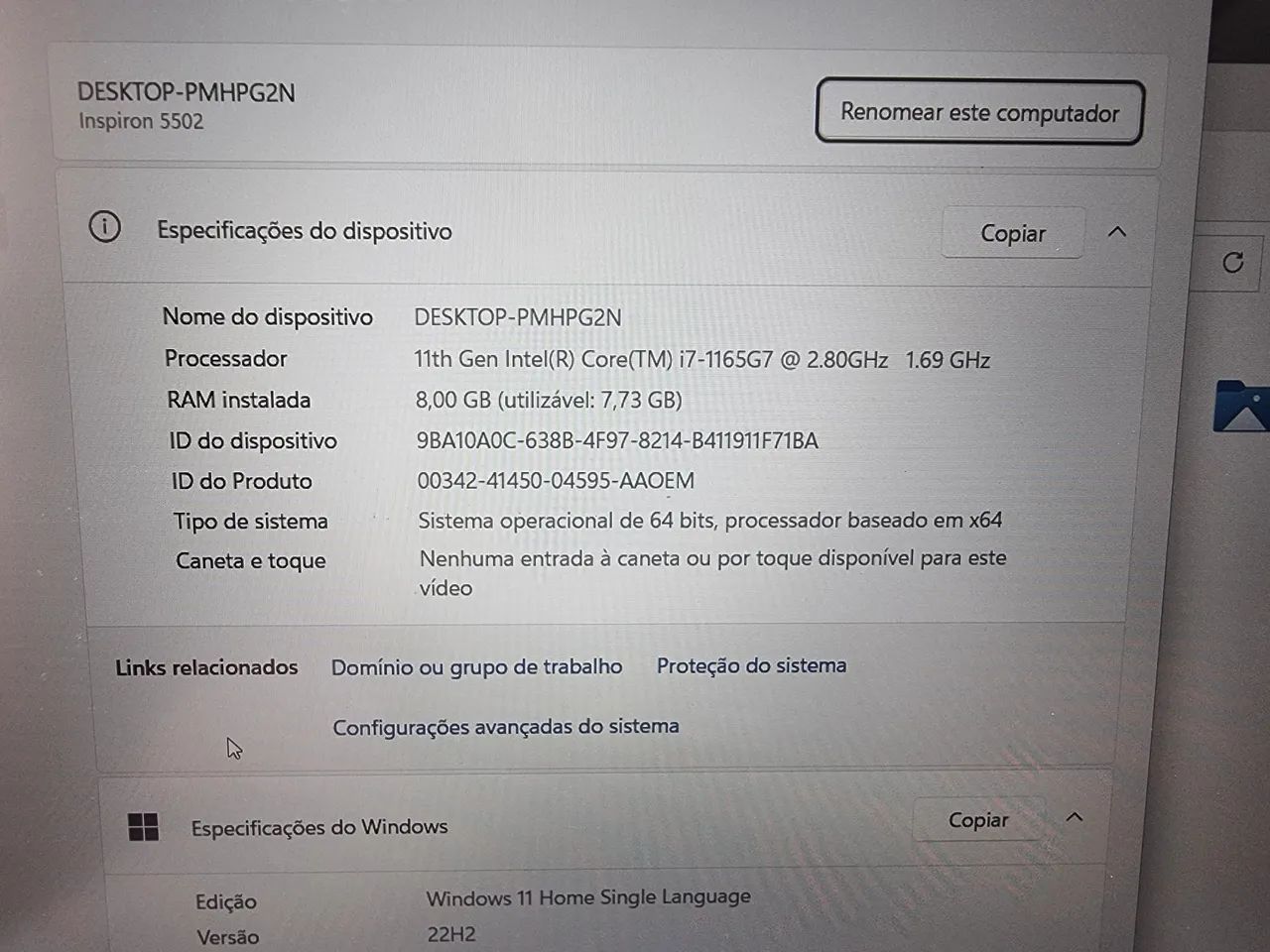 NOTEBOOK DELL INSPIRON 5502 CORE I7 1165G7 SSD 500G NVIDIA MX350 - Foto 4