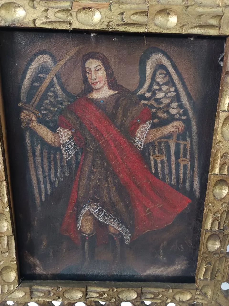 Quadro Clássico Cusquenho representando Arcanjo Guerreiro  - Foto 3