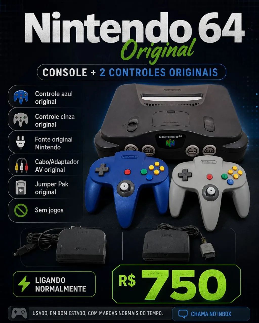 Nintendo 64 com Jumper Pak original 