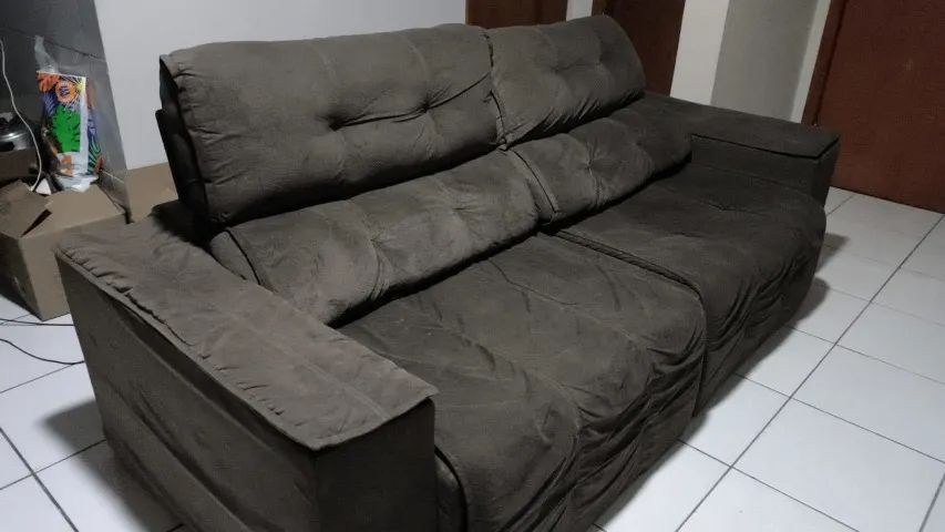 Sofá 4 Lugares Luizzi Tivoli Retrátil e Reclinável Suede Marrom - Foto 3
