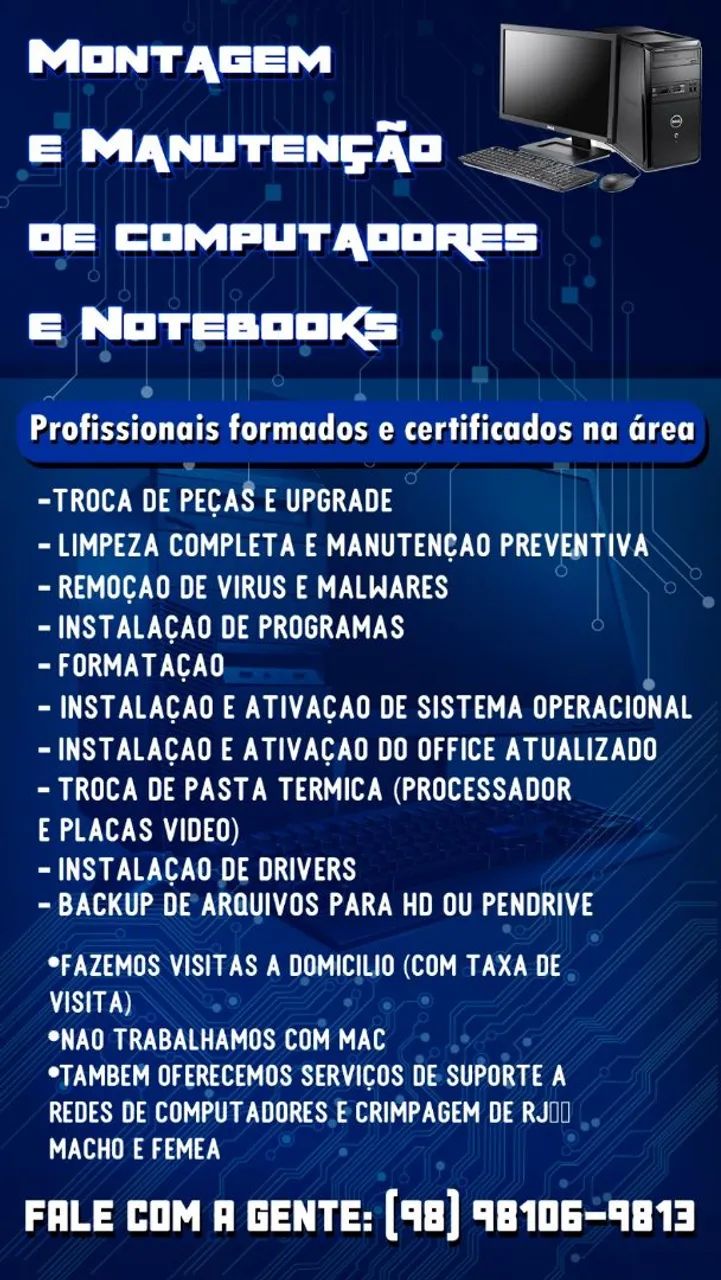Montagem e manutenção de computadores e notebooks