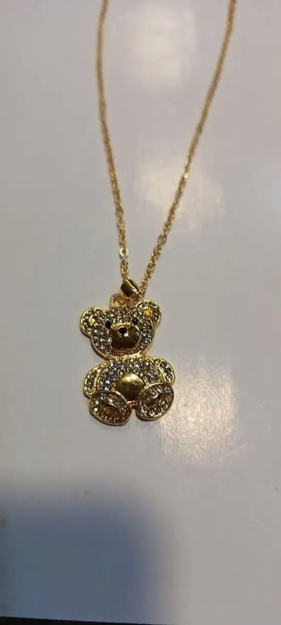 colar dourado de pingente ursinho. novo! - Foto 3