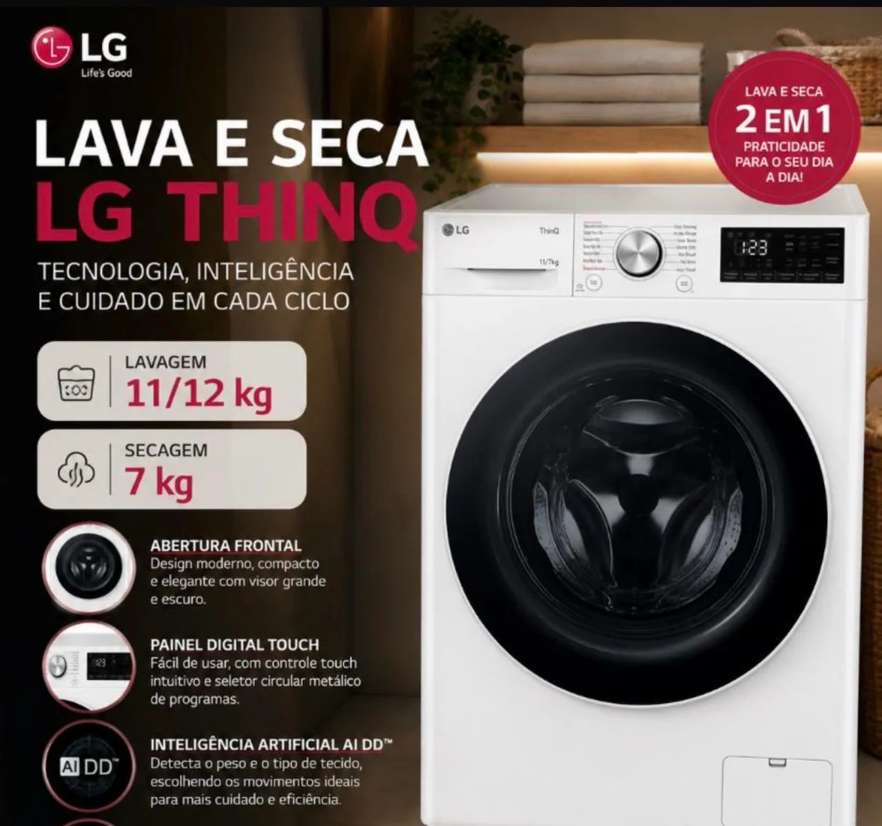 Máquina de Lavar e secar LG