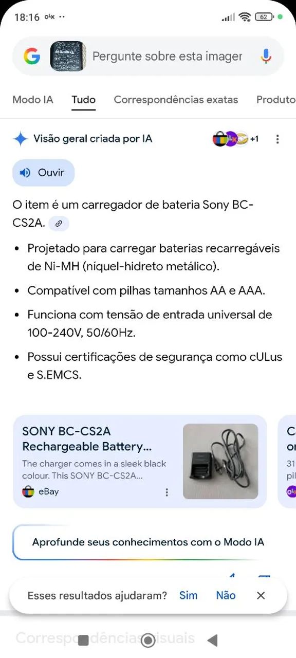 Carregador Original da Sony para Pilhas Modelo:BC-CS2A R$:100 REAIS  - Foto 5
