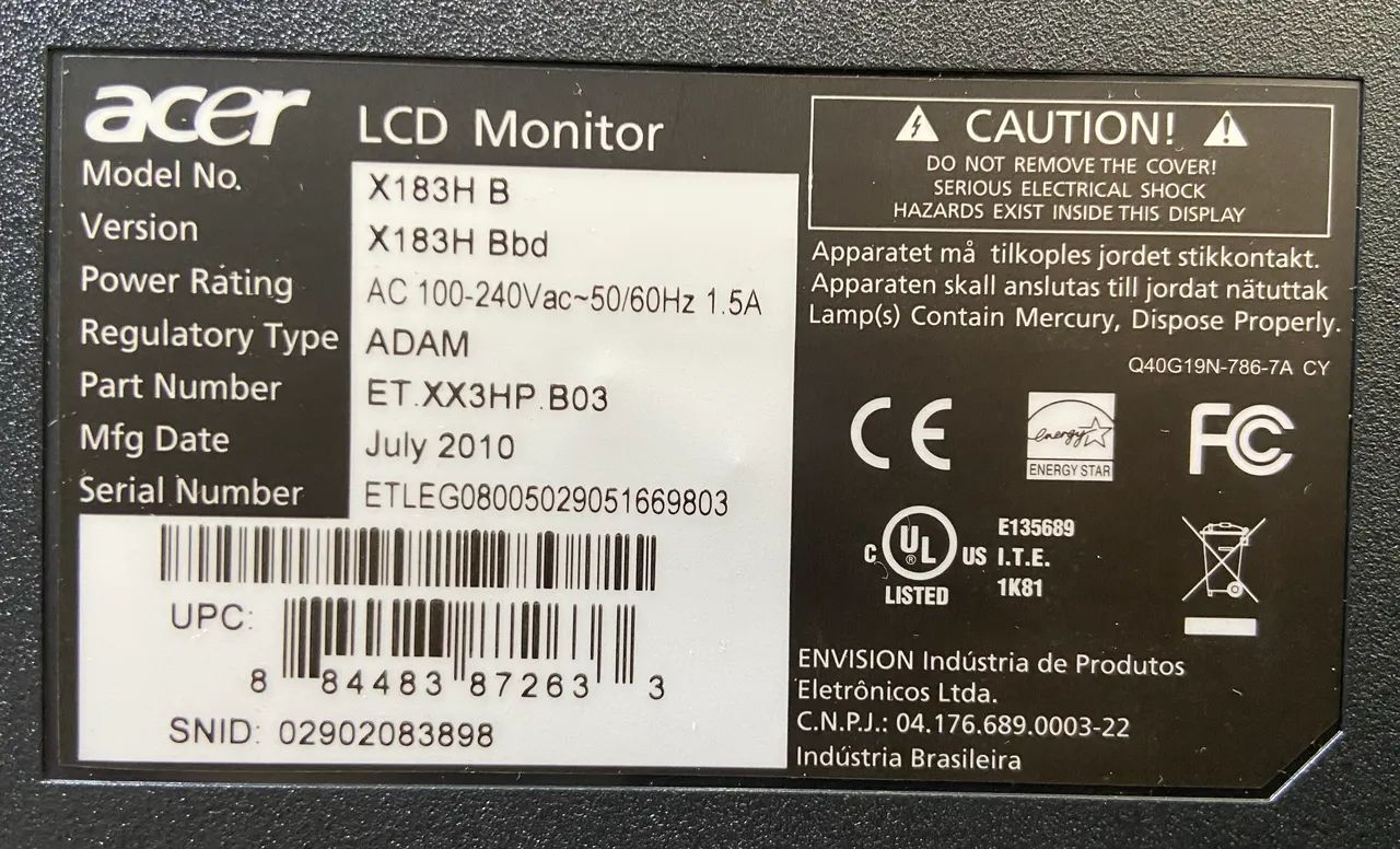 Monitor ACER x183H B