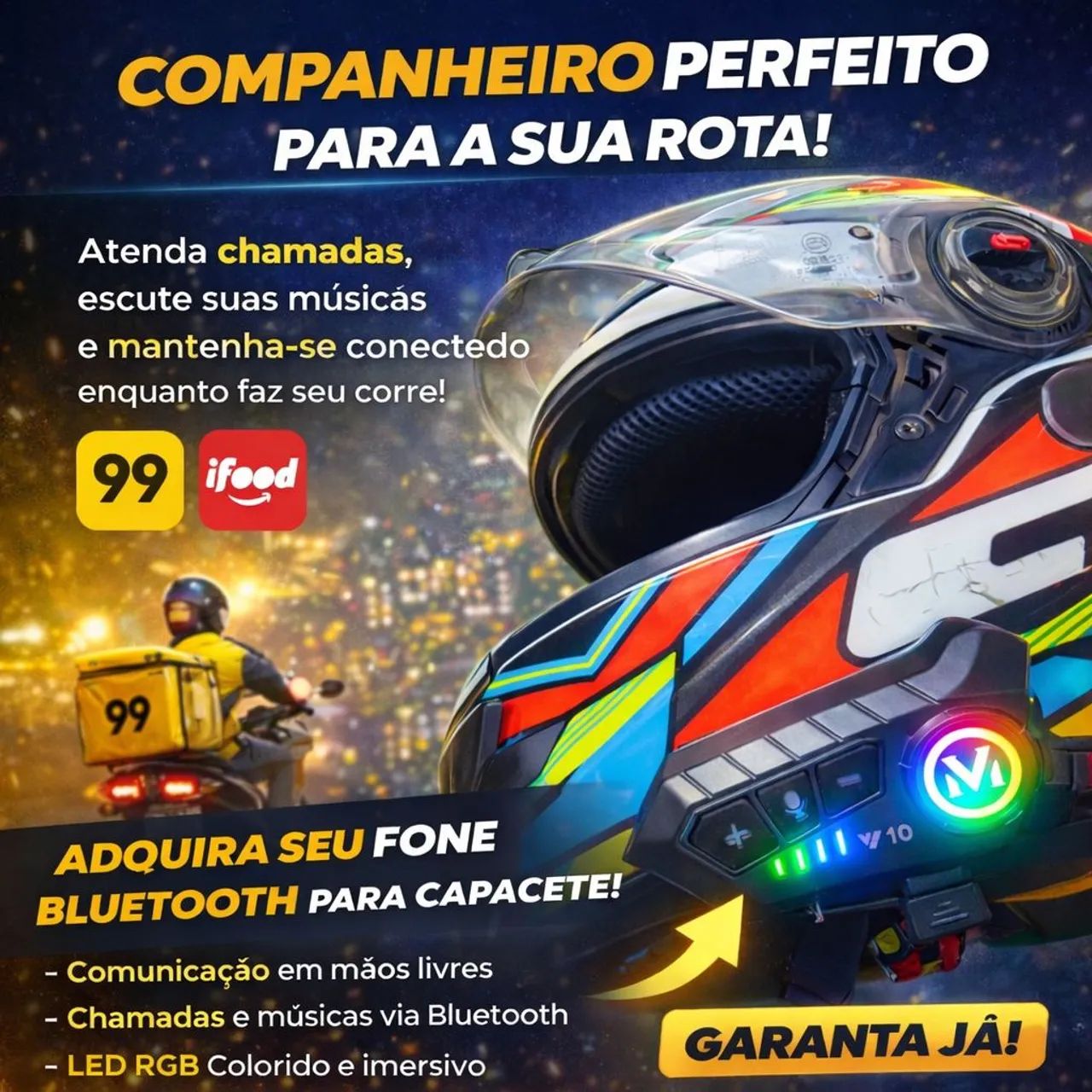 Fone capacete Bluetooth ESTOQUE DISPONÍVEL 