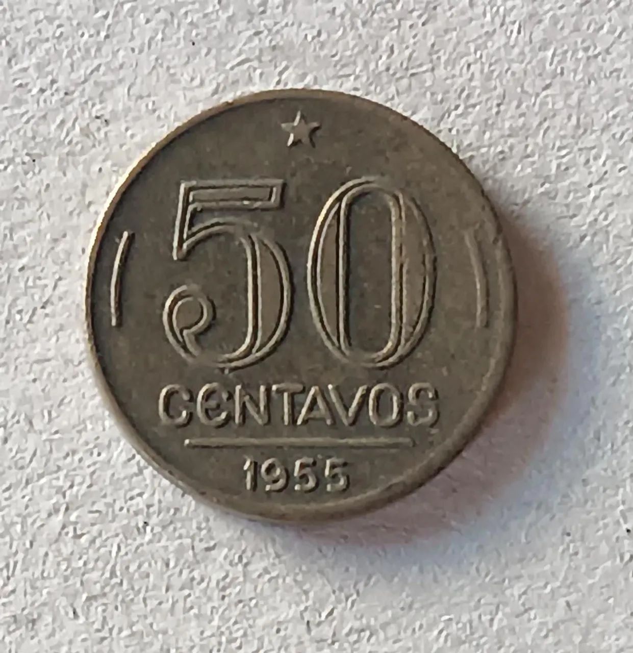 Moeda rara 50 centavos 1955  com reverso horizontal  - Foto 2