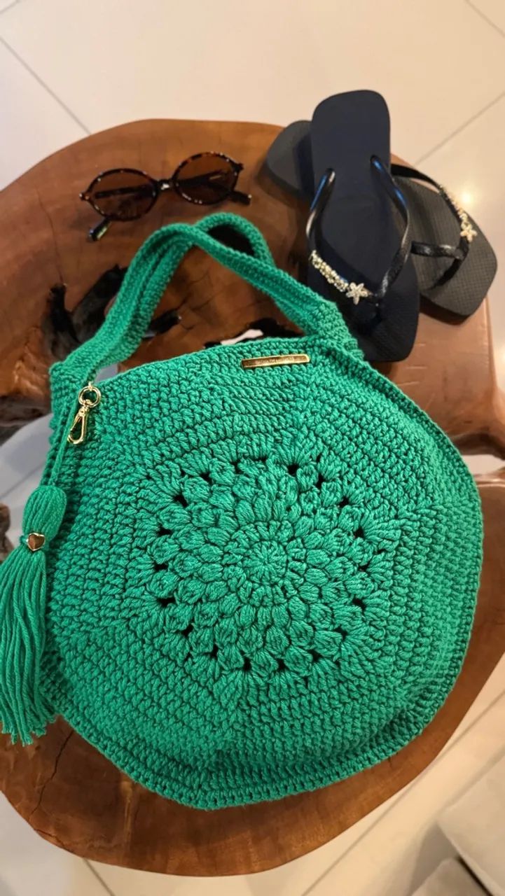 Bolsa crochê de praia hexagonal  - Foto 3