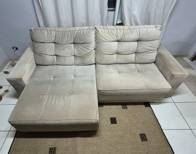 Sofá  retratátil - cor bege - 4 lugares  - Foto 4
