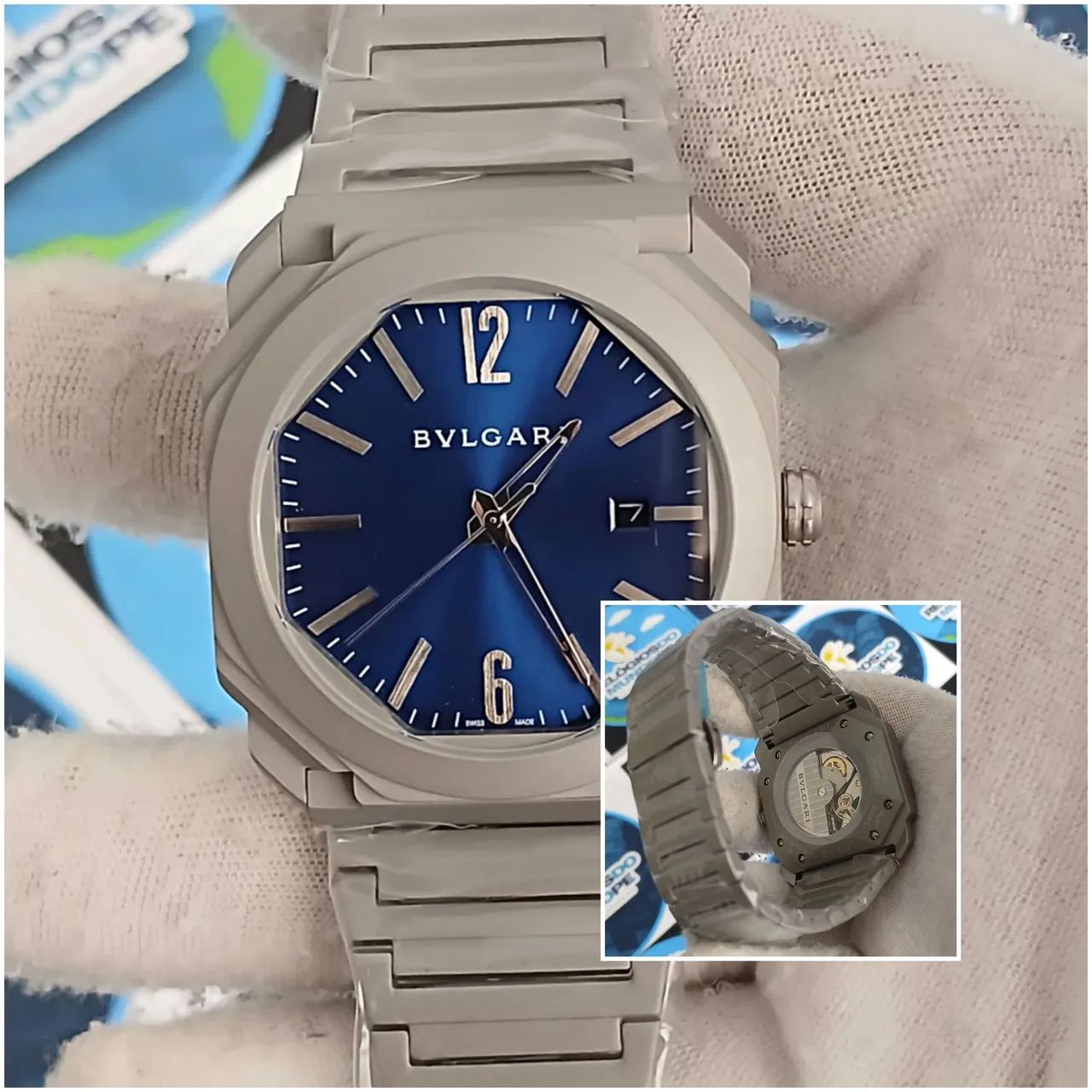 RELÓGIO BVLGARI OCTO FUNDO AZUL AUTOMÁTICO 